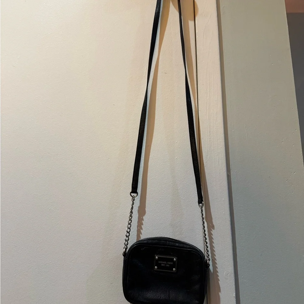 EUC Michael Kors Black Crossbody Bag with Metallic Accents - Picture 3 of 8